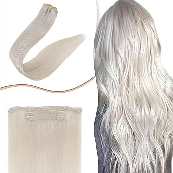 Amazon Com Human Hair Clip In Remy Hair Extensions White Blonde