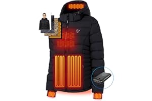 iHood Women's Heated Puffer Jacket With 12V Battery Pack-Insulated Water-Resistant Hooded Hand-Heating Electric Heated Jacket