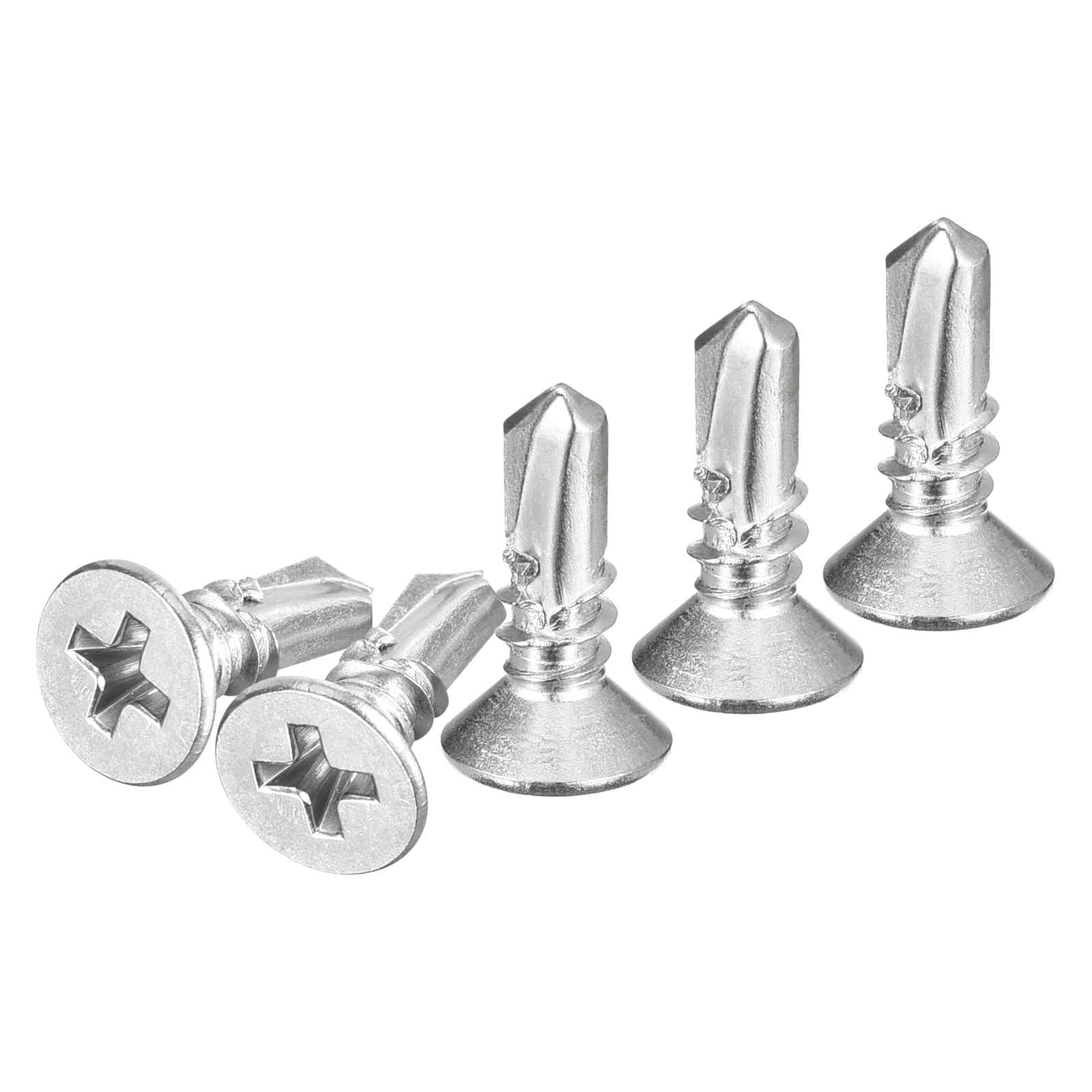 DTGN 350Pcs ST4.8x16mm Self Drilling Screws, 410 Stainless Steel Flat Head Phillips Sheet Metal Screw - Good for Wood to Metal, Furniture - Silver — image 1