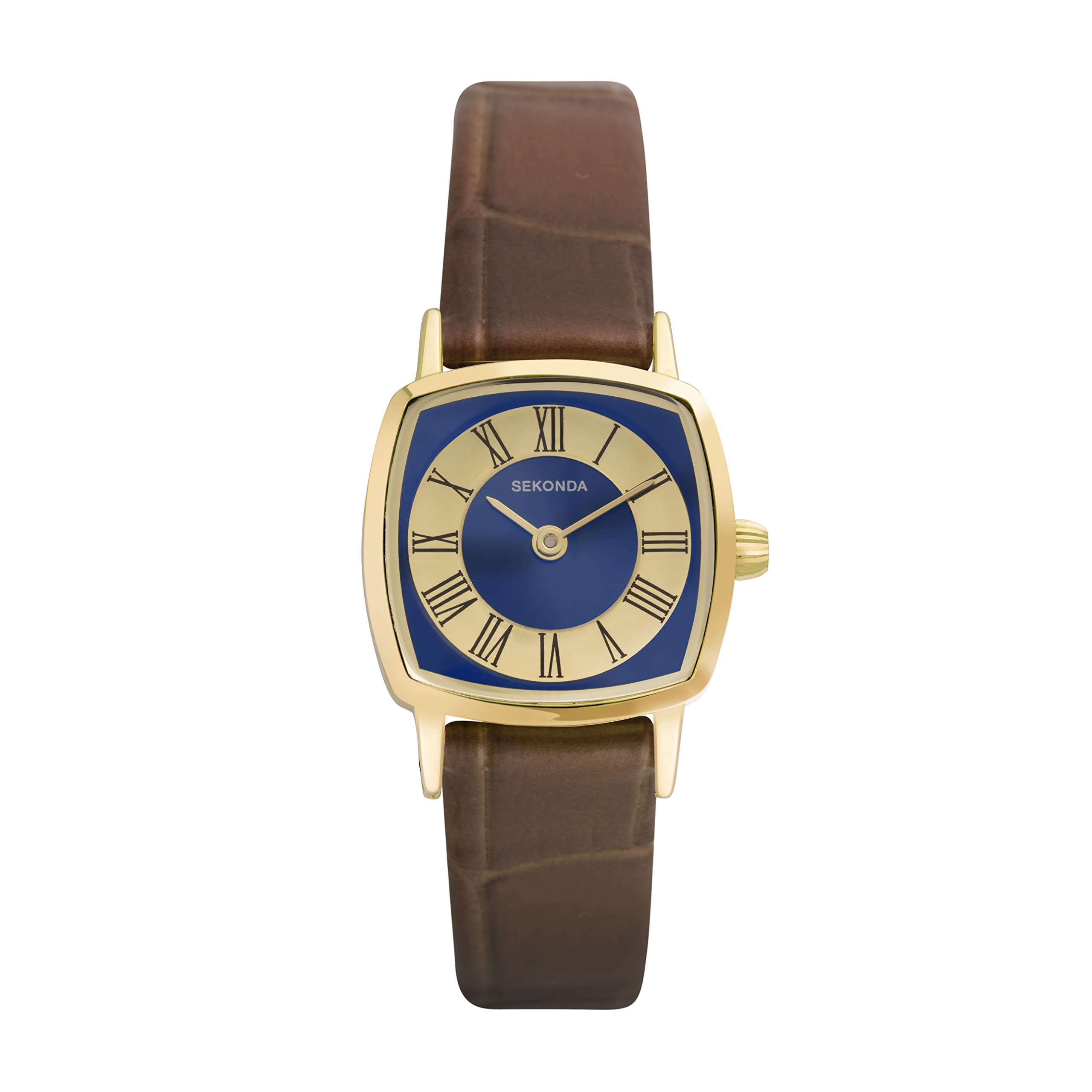 Sekonda Heritage Ladies 22mm Quartz Watch in Blue with Analogue Display, and Brown Leather Strap 40377