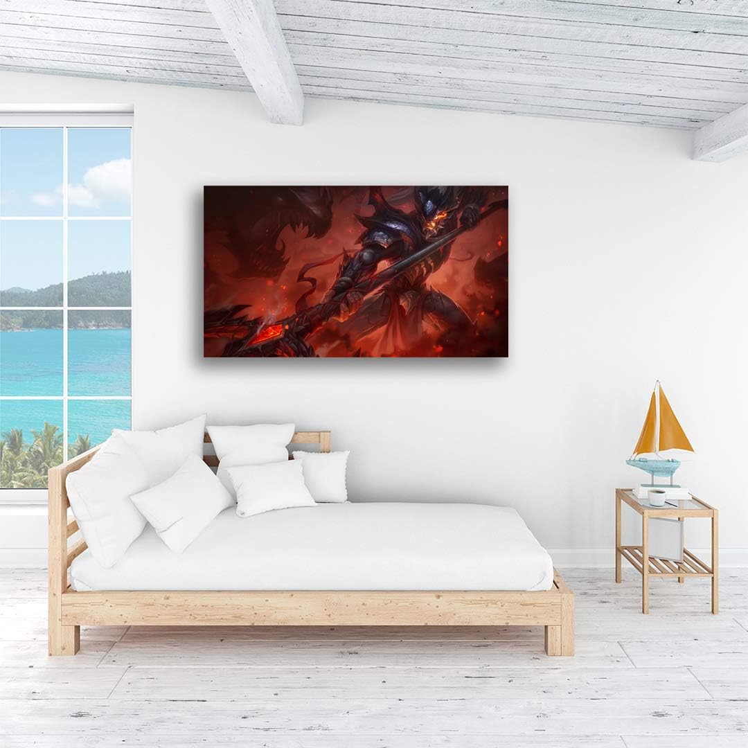 LOL Peel and Stick Wallpaper Bedroom wallpaper-47 x31 in-Wall Art Painting Quality Canvas Stick Wallpaper for League Legends (Dragonslayer Xin Zhao)