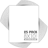 Mat Board Center, Pack of 25, 8x10 White Backing Boards, 4-Ply Thickness Cardboard for Picture/Photo/Framing Back Support