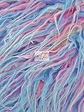 Big Z Fabric FAUX FAKE FUR ANIMAL LONG PILE ALASKA RAINBOW FABRIC - Pink/White/Blue - SOLD BY THE YARD RARE!!!! SPECIAL PRICE