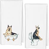 German Shepherd Dog Towels Set of 2, German Shepherd Gifts for Women Men, German Shepherd Decor Hand Towels for Bathroom, German Shepherd Bathroom Hand Towels, Dog Bathroom Decor, 16x24 Inches