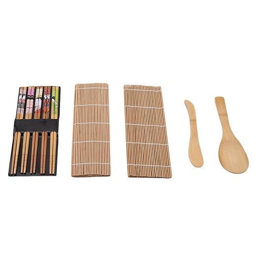 L_shop Sushi Tool Set Sushi Herstellung Matte Zum Rollen Nigiri Geschirr Reislöffel Bambus Stäbchen Messer Perfekte Geschenk 