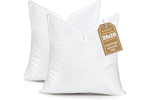 BHZ Throw Pillows 20x20 Euro Pillow Inserts Set of 2, Down Feather Alternative Pillow Inserts, Decorative Soft Large Square White Throw Pillows Insert for Couch Bed Dorm Sofa with Cotton Cover