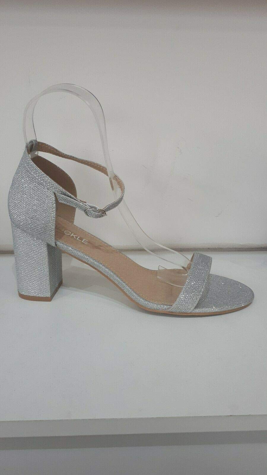 silver 4 inch block heels