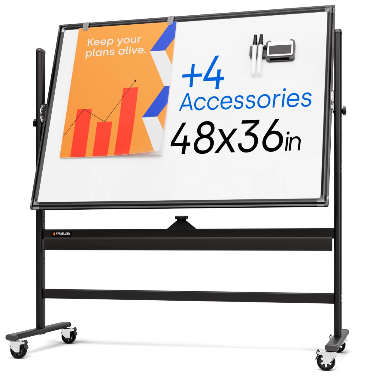 Rolling Dry Erase Board 48 x 36 - Large Portable