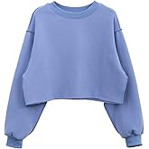 Amazhiyu Women Cropped Sweatshirt Long Sleeves Pullover Fleece Crop Tops