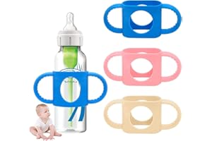 LALOCAPEYO 3 Packs Soft Silicone Narrow Baby Bottle Handles for Easy Grip and Can Accommodate one's Own Bottle Suitable for D