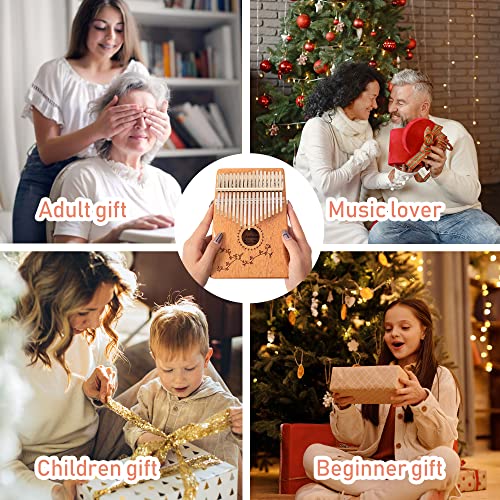 Kalimba 17 Keys Thumb Piano Easy to Learn Finger Piano Portable Mbira Musical Instruments Gift for Kids Adult Beginners Birthday Valentine\'s Day