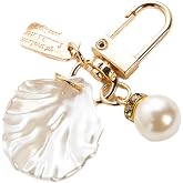 ZOONAI Pearl Shell Bag Charms for Handbags, Cute Ocean Beach Keychain Purse Charms for Women Girls Beach Lovers Gift