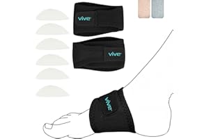 Vive Foot Arch Support Brace (Pair) - Wrap Corrector for Flat Feet, Plantar Fasciitis, Pain Relief, Fallen Arches - Compression Sleeve Strap, Gel Bands Inserts For Women & Men - Wear Under Socks