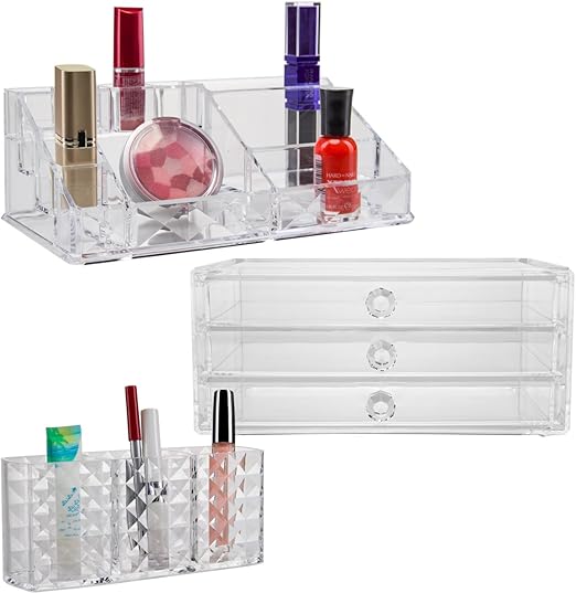 Amazon Com Keep Me Organized 3pc Cosmetics Organizer Clear