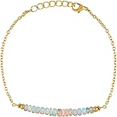 NJCRAFT Gemstone Chips/Beads Bar Bracelet for Women | Natural Healing Crystal Jewelry | Adjustable Chain 7+1 Inch | Gem Size 2-4 mm | Handmade Elegant Bracelet
