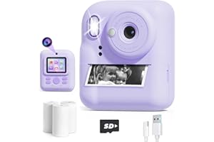 Ziegoal Kids Camera Instant Print, 1080P Digital Dual Camera for Kids, Instant Photo Printing Toys for Girls, Christmas Birthday Gifts for 3 4 5 6 7 8 9 10 Year Old Girls with SD Card