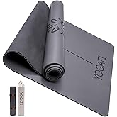 YOGATI Yoga Mat with Yoga Bag and Carry Strap. Non-Slip Rubber Yoga Mat for women and men with Alignment marks. Perfect hot y