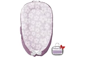 Macardac Baby Nest for Newborn – 100% Cotton, Safe, Breathable & Soft (0-24 Months), Portable Infant Pillow, Baby Pillow (Pink Flower)