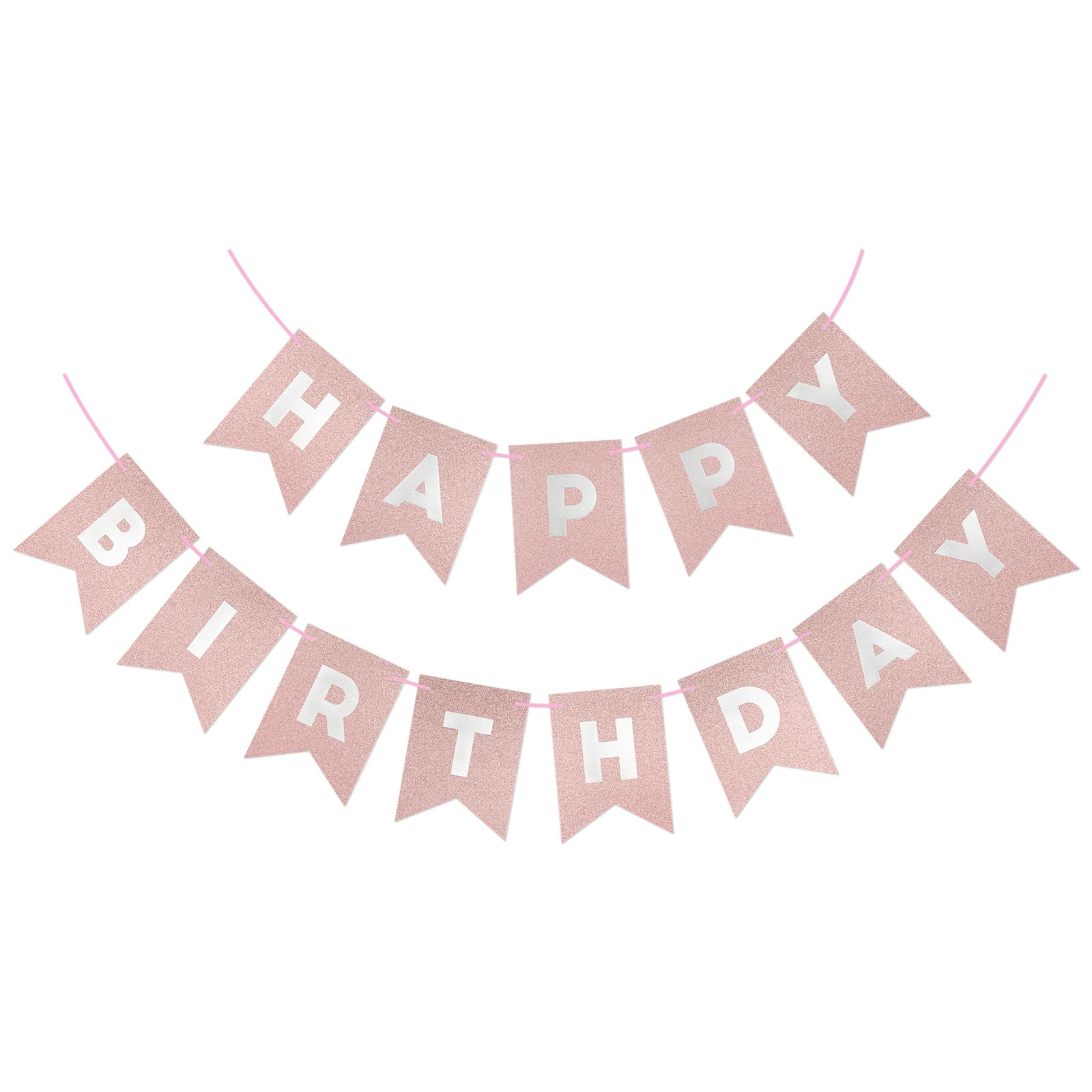 MYHOGOOD Glitter Happy Birthday Banner,Birthday Party Garland Bunting Banner,Shimmering Swallowtail Flag Glitter Happy Birthday Banners for Women Men Adults Kids Party Decorations and Supplies(Pink) — image 1