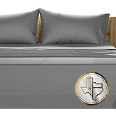 TEXAS LINEN CO. 100% Egyptian Cotton King Size Sheets Set - Luxury 1500 Thread Count Egyptian Cotton Sheets King Size, 17" Deep Pocket, Soft, Cooling Sateen Weave Hotel Quality Bedding Set - Dark Grey