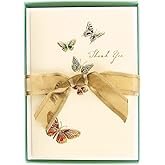 Graphique Butterflies La Petite Presse Boxed Thank You Notes - 10 Cards with Matching Envelopes and Storage Box, 3.25" x 4.75"
