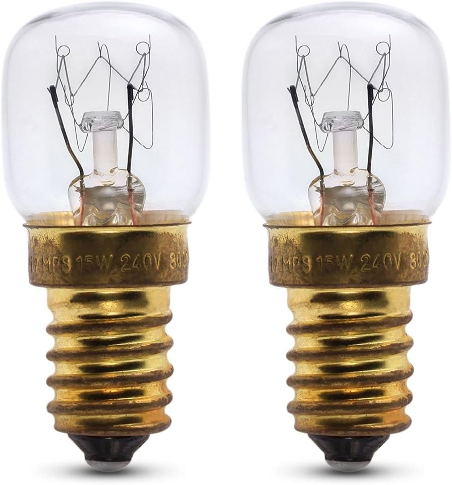 2 x 240v 15w replacement bulb for use within a Keraiz Himalayan Salt Lamp. 300° Heat resistant. 240v. SES (E14) Small Edison Screw light bulb