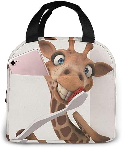 Divertida Caricatura Jirafa Lonchera Bolsa De Comida Aislada Bolsa De