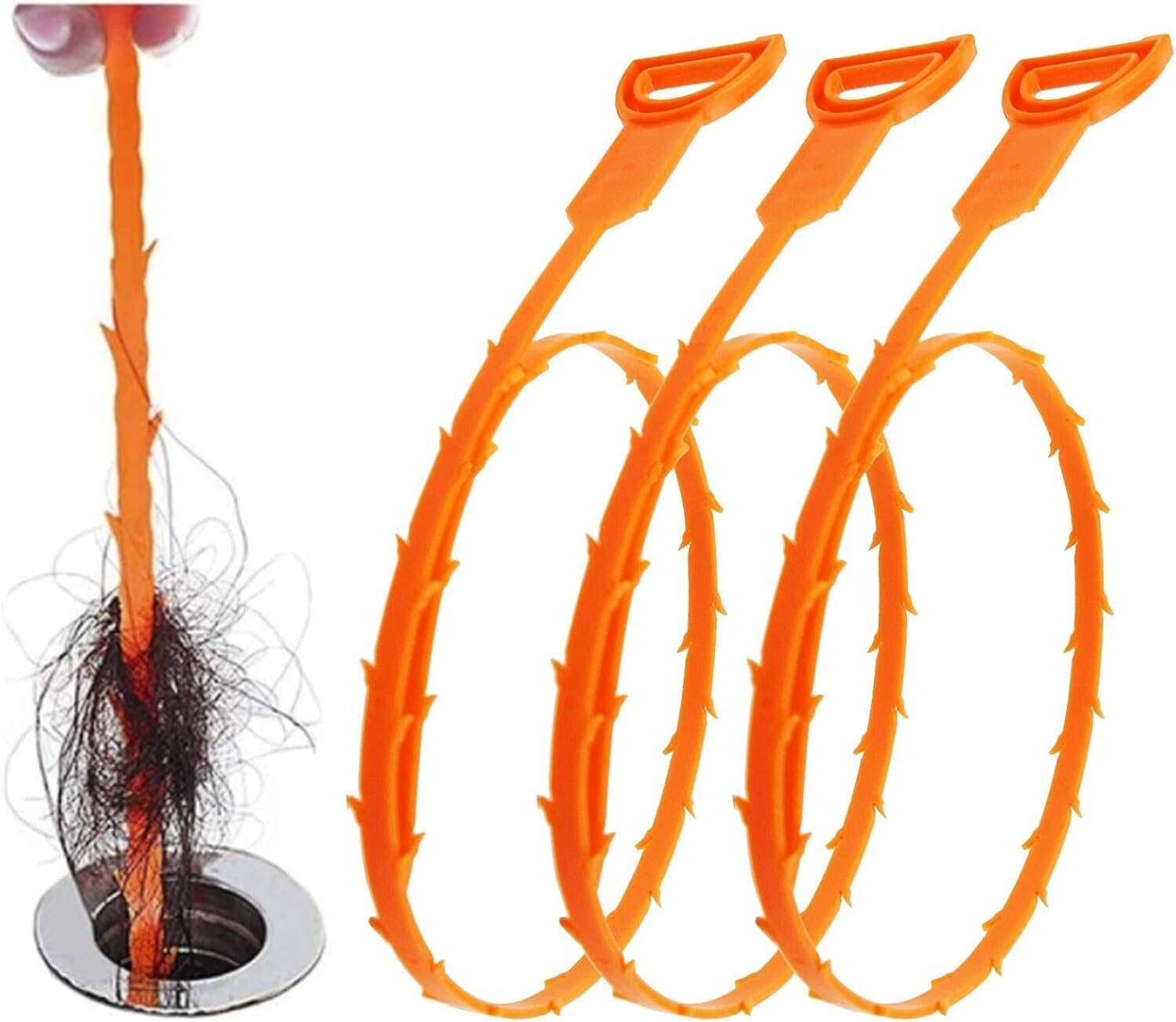 Forlivese 25 Inch Drain Snake 3 Pack, Hair Clog Remover Sink Unblocker Snake, Reusable Shower Drain Cleaner Unblocker Tool, Plumbing Tools for Shower, Kitchen, Toilet, Bathroom Plug Hole