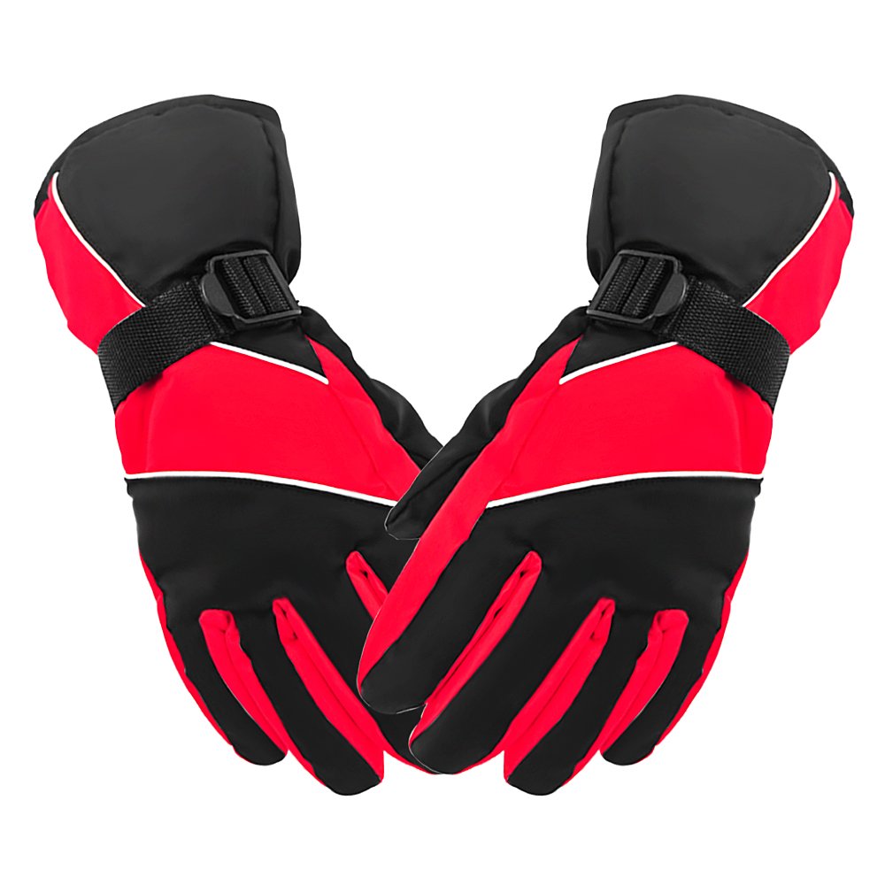 AIMKU Winter Ski Gloves ，Waterproof and Windproof Gloves for Skiing, Climbing, Hunting or Winter Use (Red)