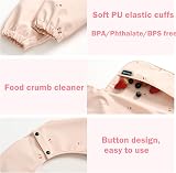 PewinGo Weaning Bib with Long Sleeves Pink Waterproof Pocket Coverall view 6