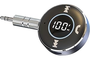 LAICOMEIN Bluetooth Receiver for Car, Bluetooth 5.3 AUX Adapter with LED Battery Display and Ambient Light, Wireless Audio Receiver for Car/Home Stereo/Speaker/Wired Headphones (Blue)