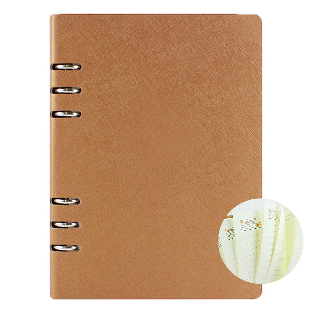 A5 Binder Ruled Notebook Executive Origaniser Refillable Planner Round Ring Binder Leather Cover Notepad