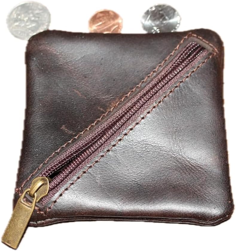 Amazon.com: Top Grain Leather Coin Pouch, Change Holder, Mini