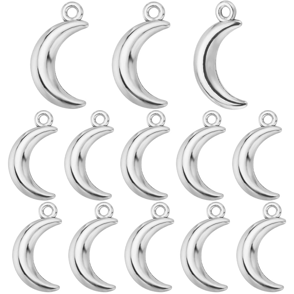 SUNNYCLUE 1 Box 100Pcs Moon Charm Silver Crescent Moon Charms Bulk Witchy Celestial Luna Alloy Moon Charm for Jewellery Making Charms Supplies DIY Necklaces Bracelets Earrings Crafts Adults Gifts