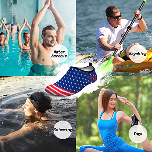 Cevinee trade; Durable Barefoot Slip-on Water Skin shoes, Anti-slip Aqua Socks, Breathable Beach Swim Surf Yoga Outdoor Soft Aquatic Shoes - US Flag XXXL