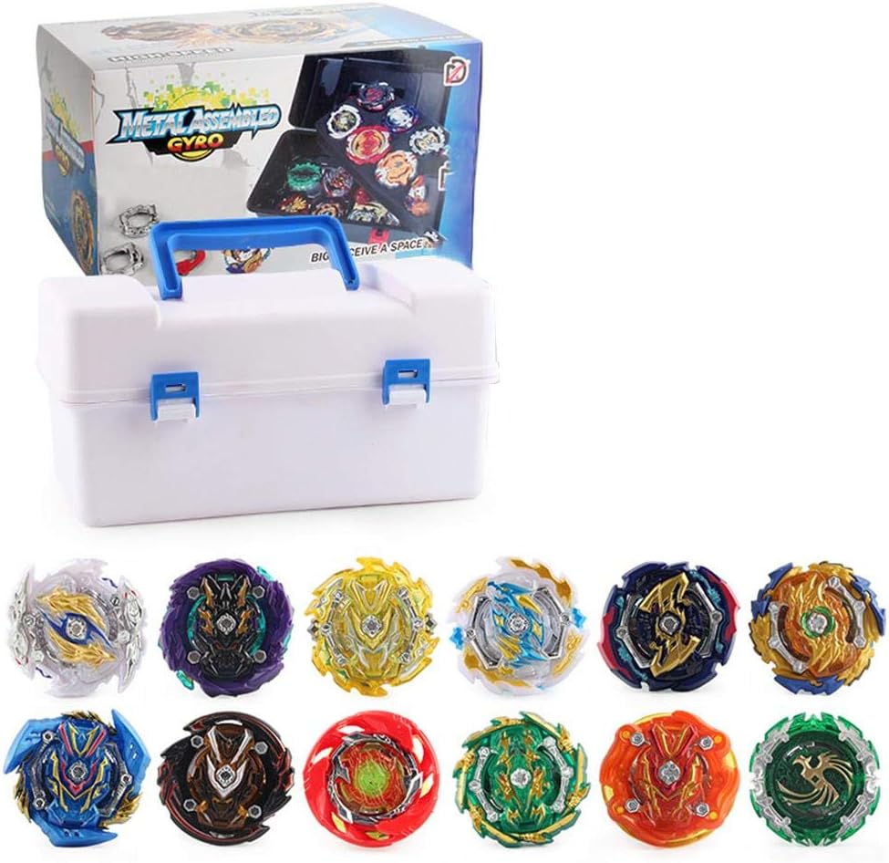 Flickering Bey Fighter Gyroscope Set with Storage Box Top Burst Gyro, 4D Launcher Burst Toy, Gyroscope Set Battling Top Set - Best Gift for Children Kids Toys