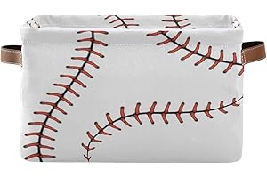 AUUXVA Baseball Storage Basket, Sports Theme Softball Large Storage Bins Box with Handles, Easter Gift Baskets Ideal for Baby Kids, Room Nursery Decor, Organizing Clothes, Toys, Books, Collapsible