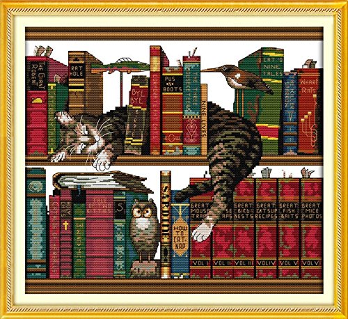 Kits, The Cat On The Shelf,11ct Printed, 50cm&times;45 Or 19.5"&times;