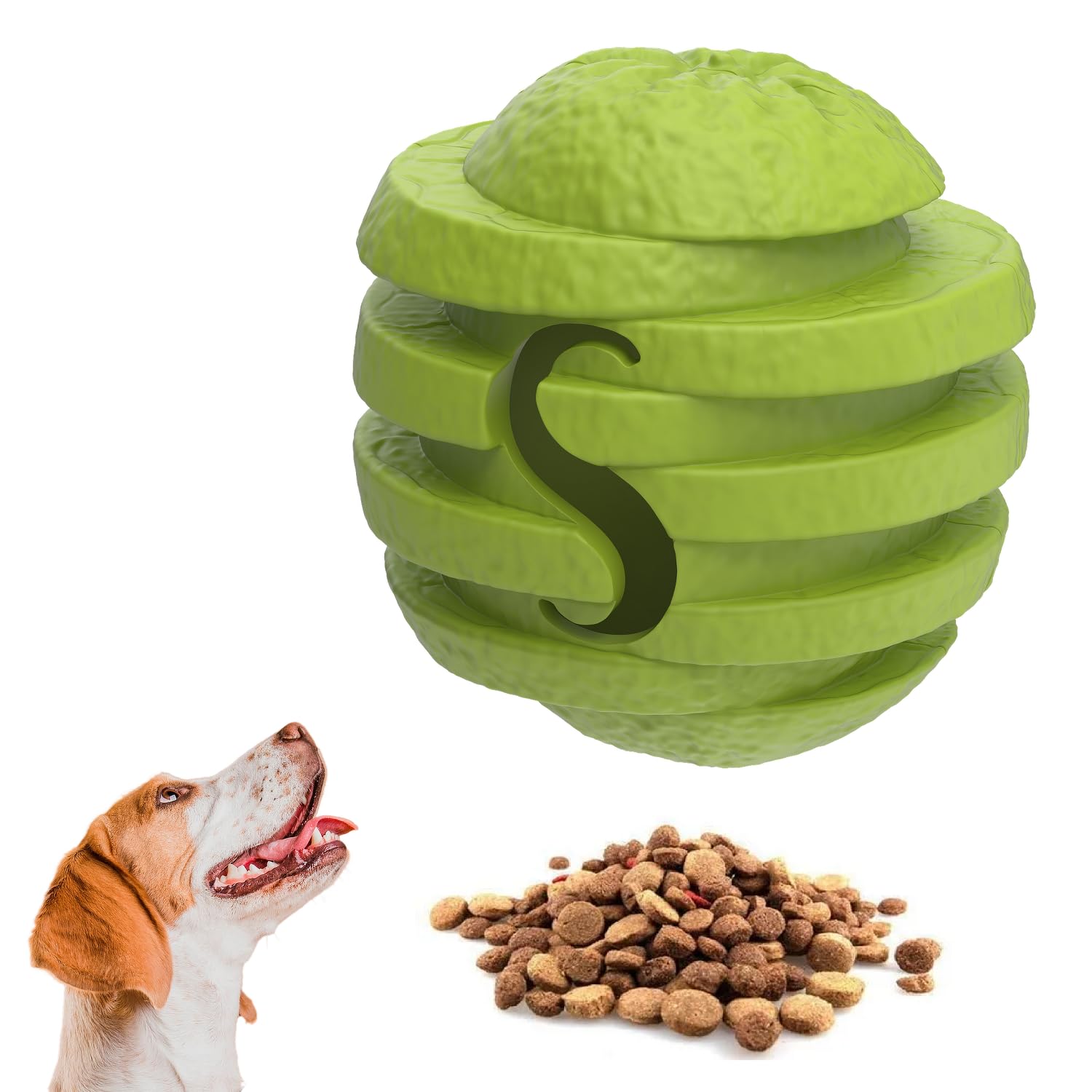 PetBuds Indestructible Dog Toys - Interactive Dog Toys For Boredom - Doughnut Shape Treat Dispenser Dog Toy and Chew Toys For Dogs - 2 in 1 Dog Treat Toy (Green Orange, Medium)