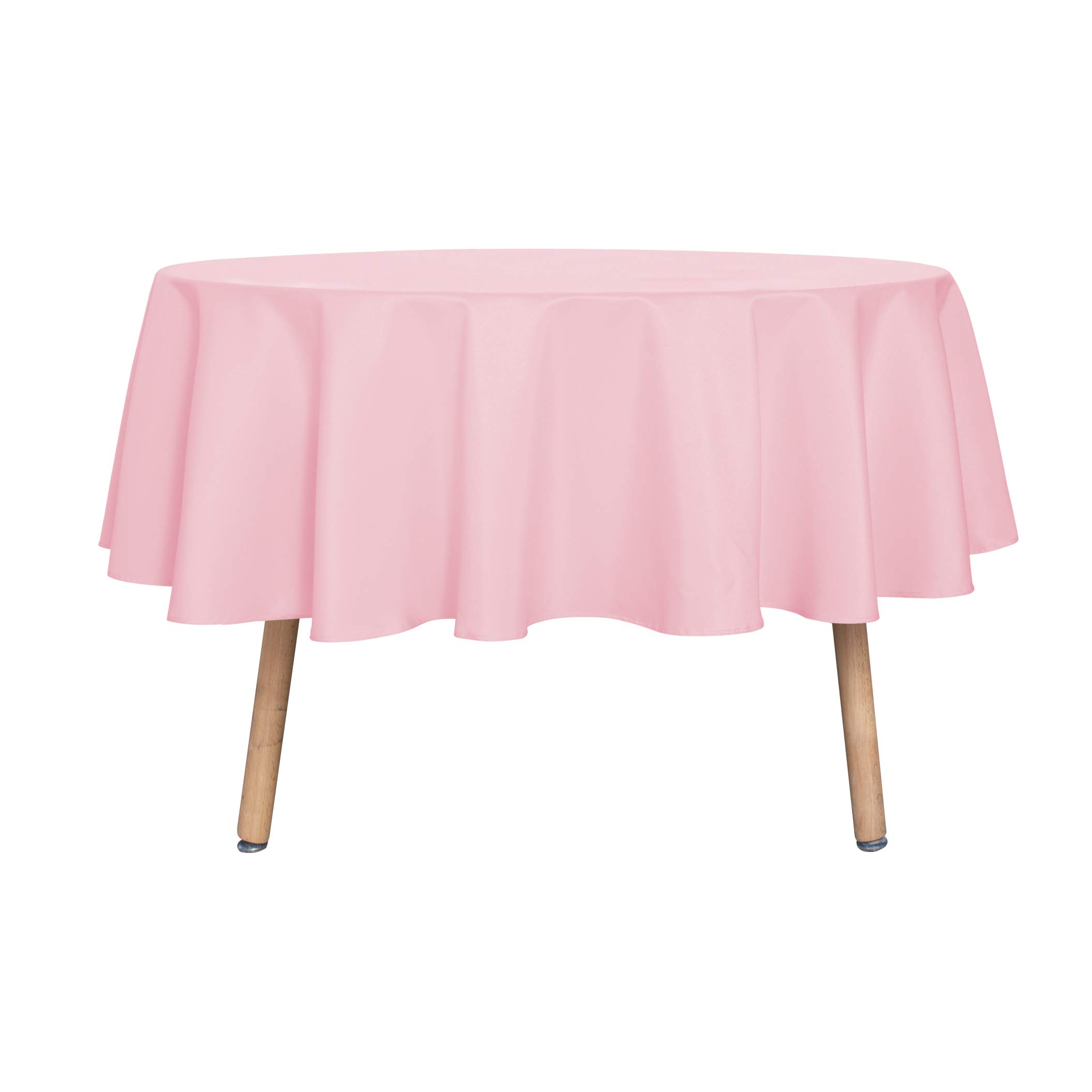 Photo 1 of sancua Round Tablecloth - 80 Inch - Water Resistant Spill Proof Washable Polyester Table Cloth Decorative Fabric Table Cover for Dining Tables, Buffet Parties and Camping, Pink