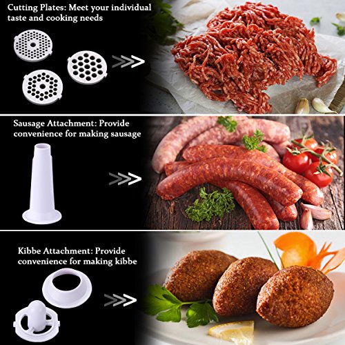 Meat Grinder Electric Stainless Steel Sausage Maker, Meat Mincer Sausage Stuffer with Grinding Plates for Home Use (White)