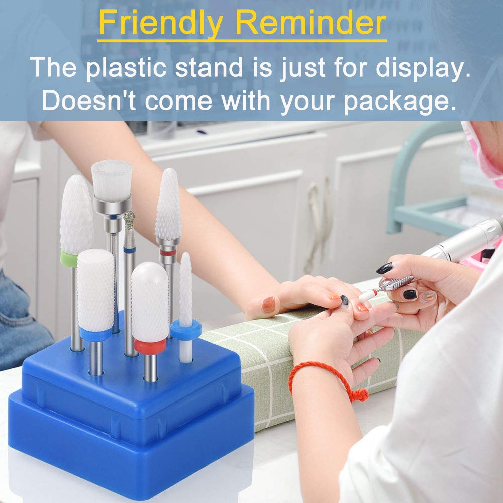 Bulex 7pcs Nail Drill Bits for Acrylic Nails - 3/32 Professional Ceramic Nail Drill Bit Set for Cuticle Acrylic Gel Nail Polishing Manicure: Beauty