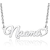 YSAHan Personalized Name Necklace with Little Heart Customized Initial Nameplate Jewelry Christmas Gift for Naomi Adjustable Chain