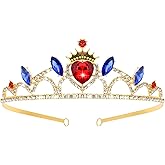 Princess Crown Red Blue Crystal Heart Crown Queen of Hearts Evie Costume Halloween Cosplay Party Tiara Accessories Birthday Tiara