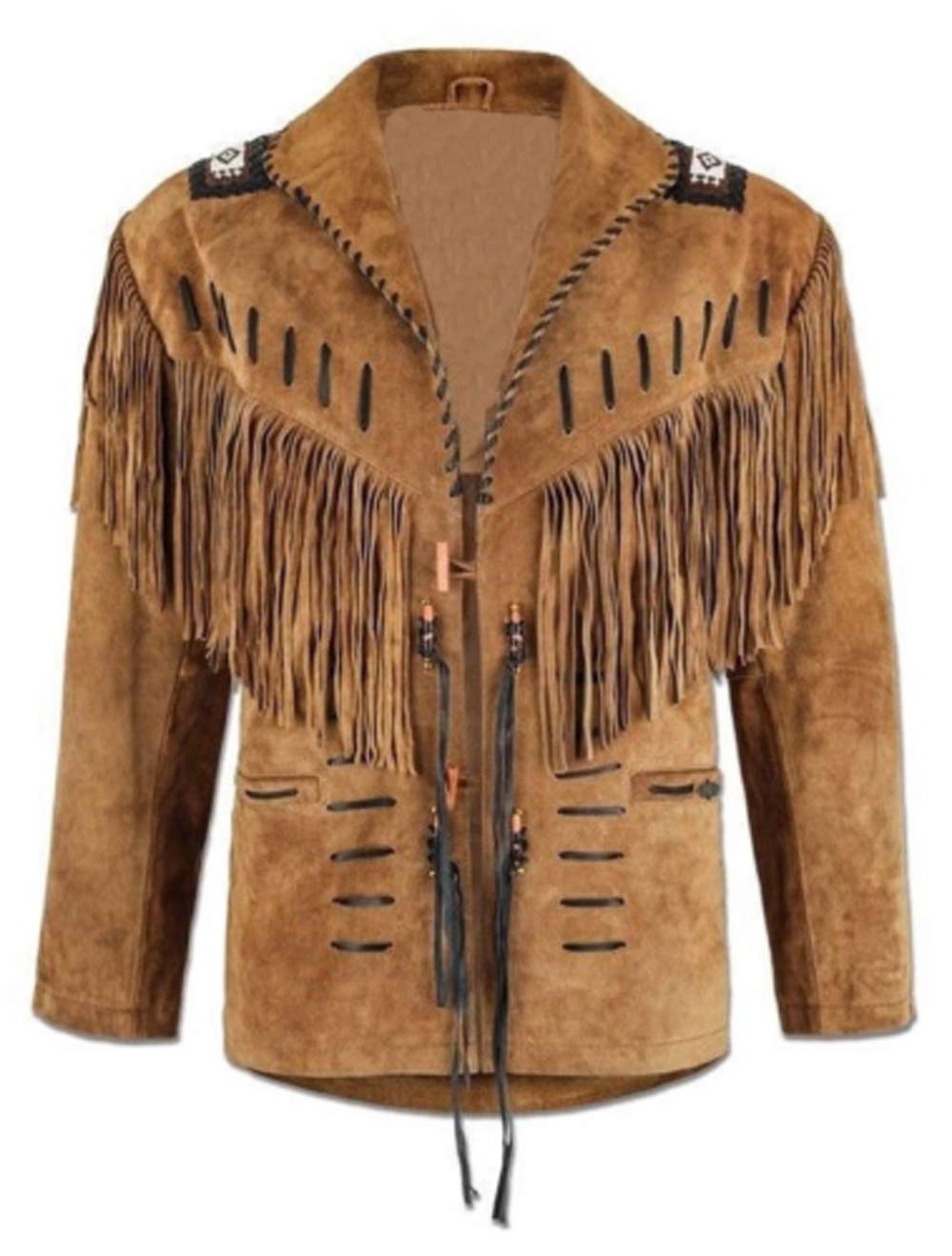 Photo 1 of 100% Real Suede Western Style Leather Jacket for Sale Native American Coat Fringe (XL) Black