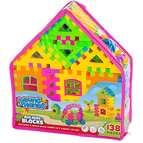 Creative Kids Interlocking Building Block Play Set for Kids w/ 138 Unique, Colorful Bricks & Convenient Carry Backpack - Educational Construction Kit for Preschool, Kindergarten & More Ages 3+