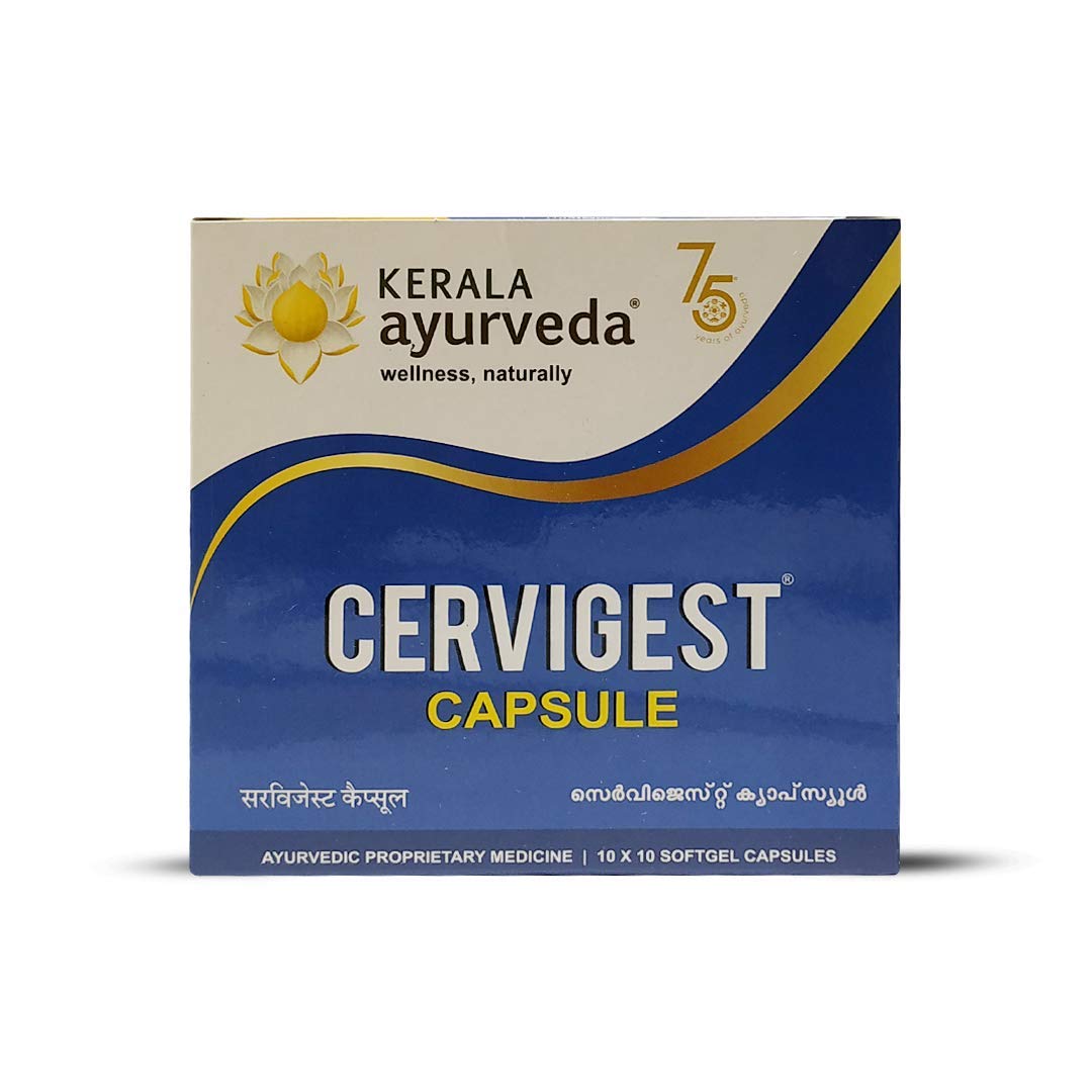 Kerala Ayurveda Cervigest Capsule- 90 CountOne Free Prakruthi Ginger Candy for Each Order.