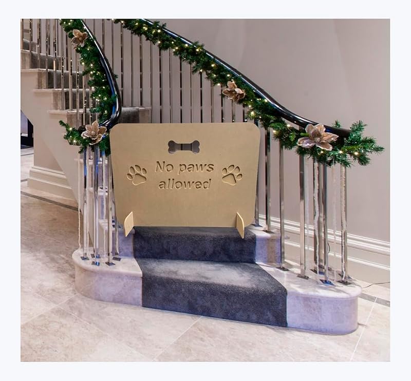 PARTY DECOR Wooden Pet Stopper Gate for Stairs 60 cm Height Natural