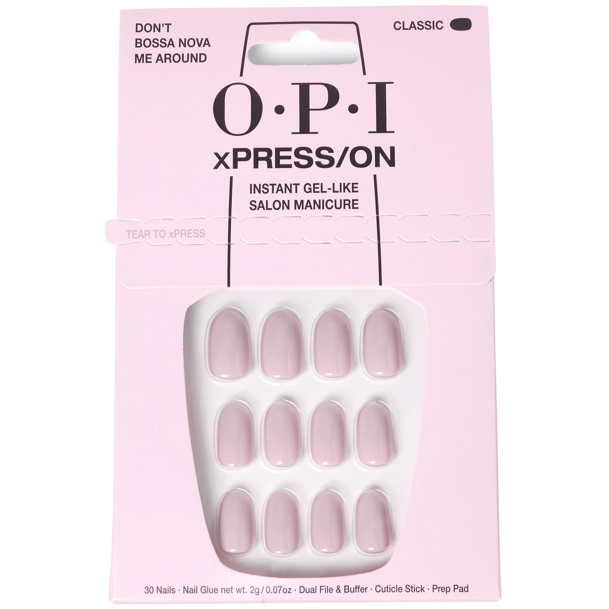 Photo 1 of OPI xPRESS/ON Don’t Bossa Nova Me Around | Gray Neutral Short Round Press On Nails | With Nail Glue | Long Lasting, Reusable, Non-damaging