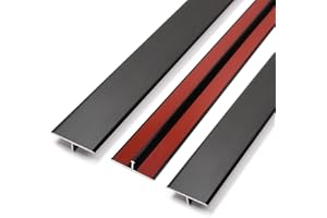 Jiekayi Aluminum T Molding Floor Transition Strip Self Adhesive, Door Threshold Strip, Edge Trim for Laminate Wood Tile Vinyl, Floor Divider for Joining Flooring Gaps (3pcs, 36 x 1.2 in, Black)